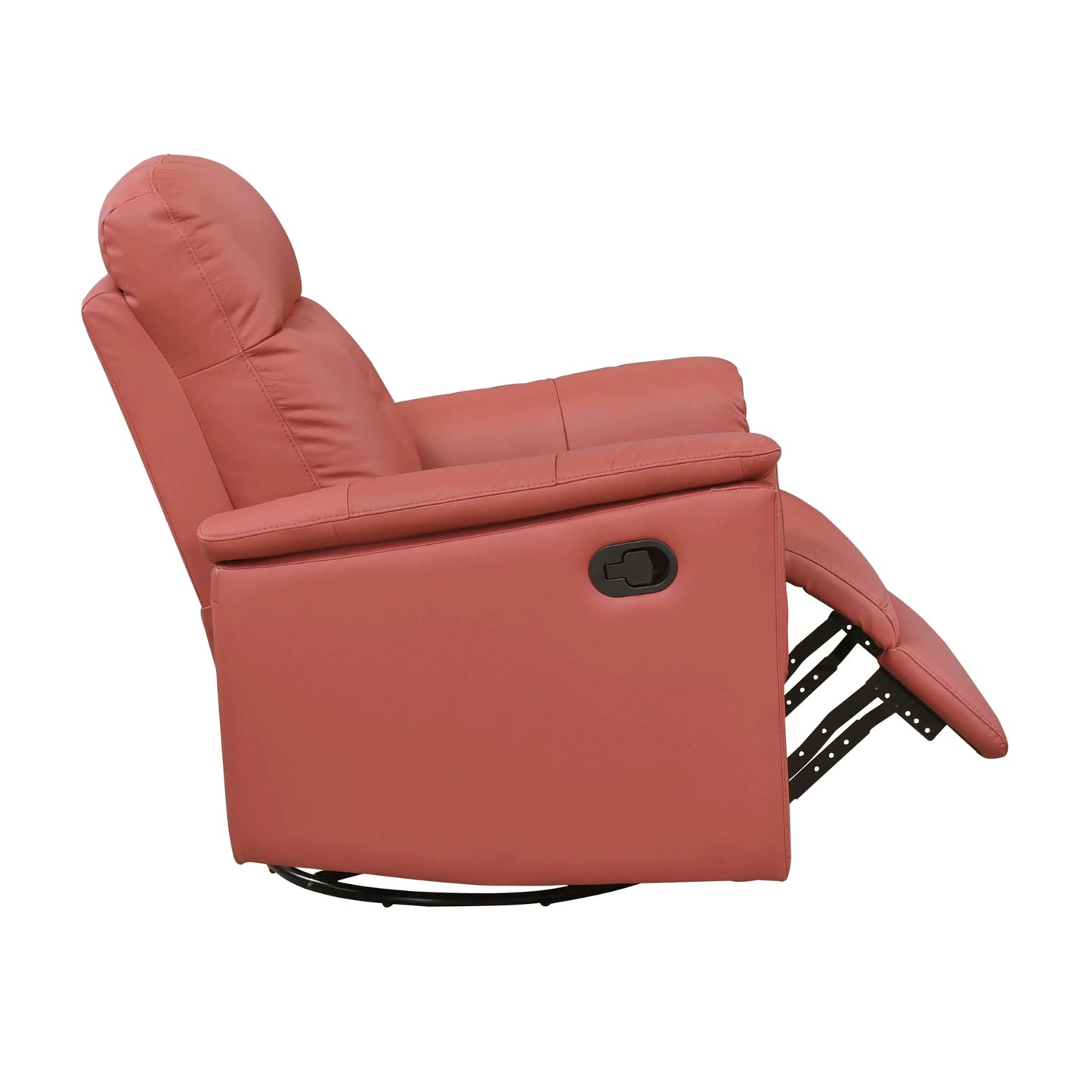 Partially reclined red recliner chair on a white background