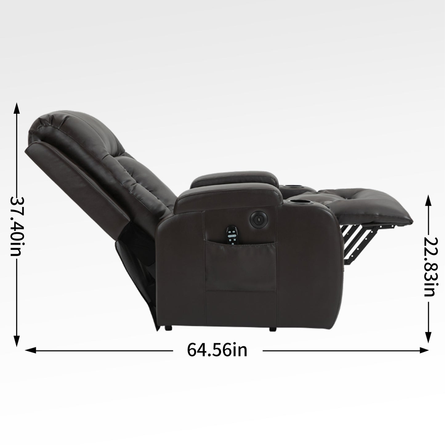350 LB Power Lift Recliner w/ Massage, Heat, USB & Cup Holders-Brown