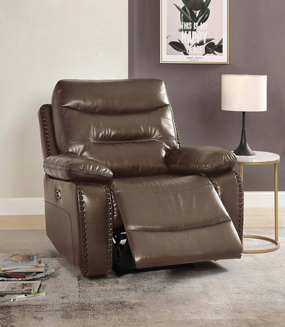 Brown Power Recliner with Pillow Top Arm