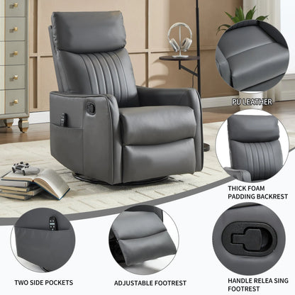 Gray recliner chair with features highlighted in a home setting