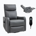 Gray recliner chair with remote control on a white background