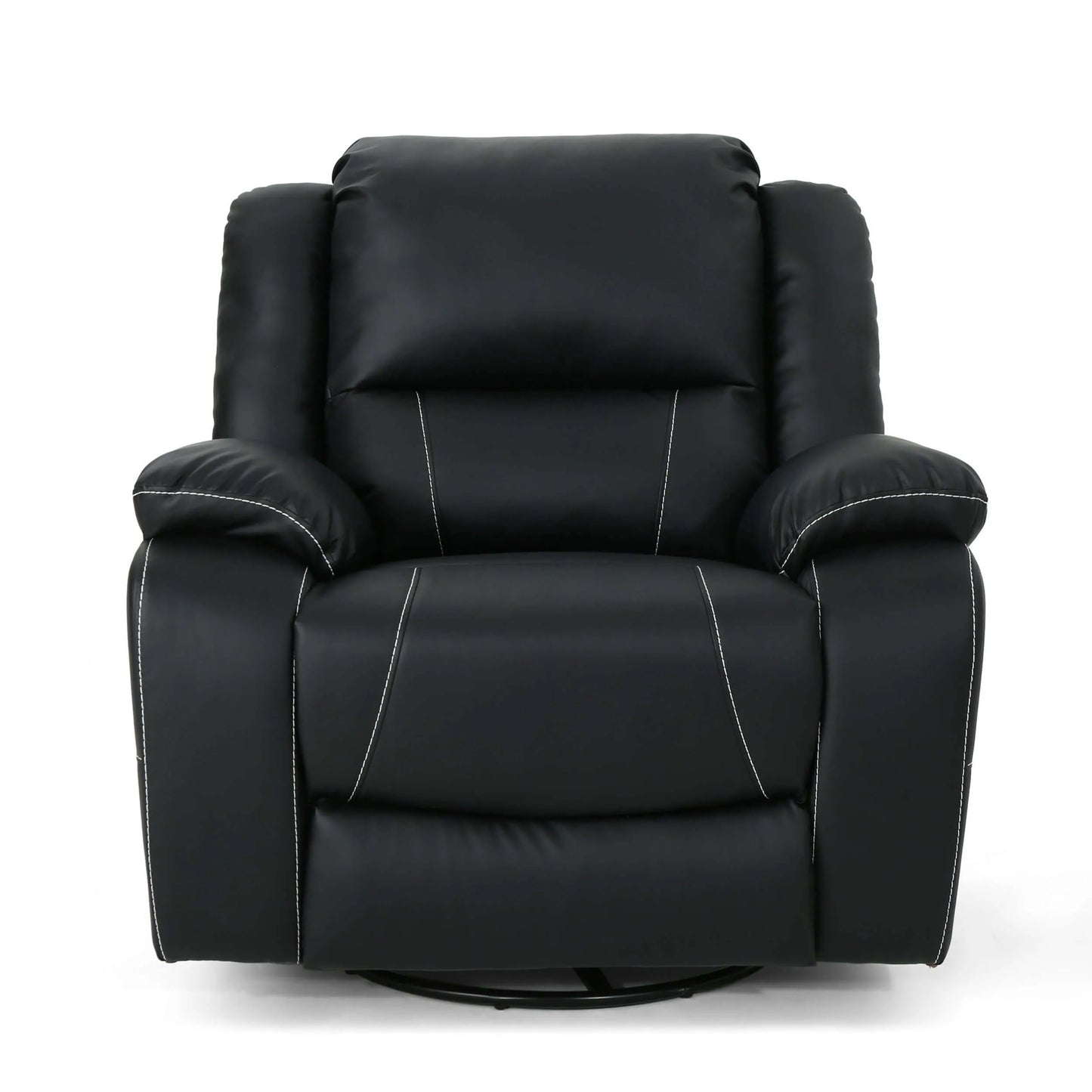 Modern dark gray Faux Leather Manual Swivel Recliner with 360-Degree Rotation on a white background