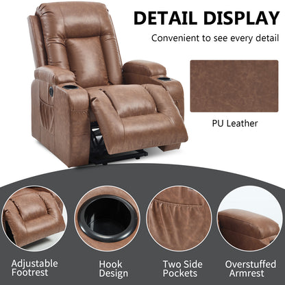 350 LB Power Lift Recliner w/ Massage, Heat, USB, Cup Holders