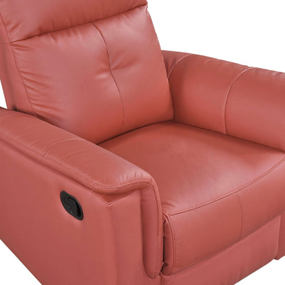 Red leather recliner chair seat cushion on a white background