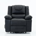 Black recliner chair with quilted backrest on a white background