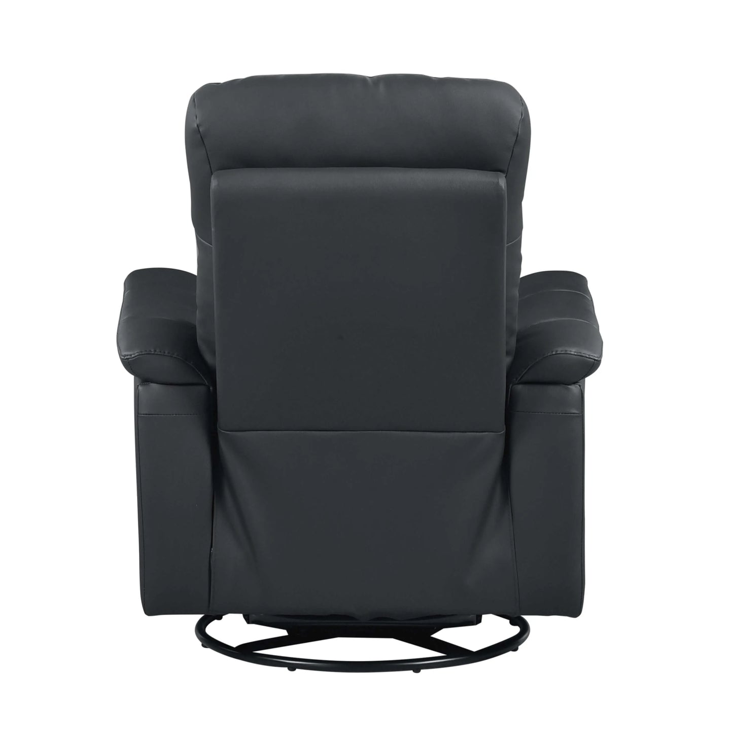 Back view of a black recliner chair on a white background
