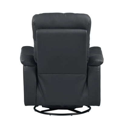 Back view of a black recliner chair on a white background