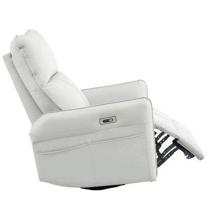 Light gray recliner chair partially reclined from the side on a white background