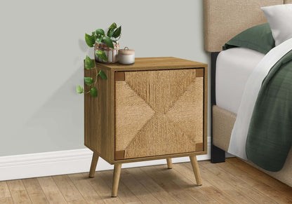 Light Walnut & Seagrass Accent Table