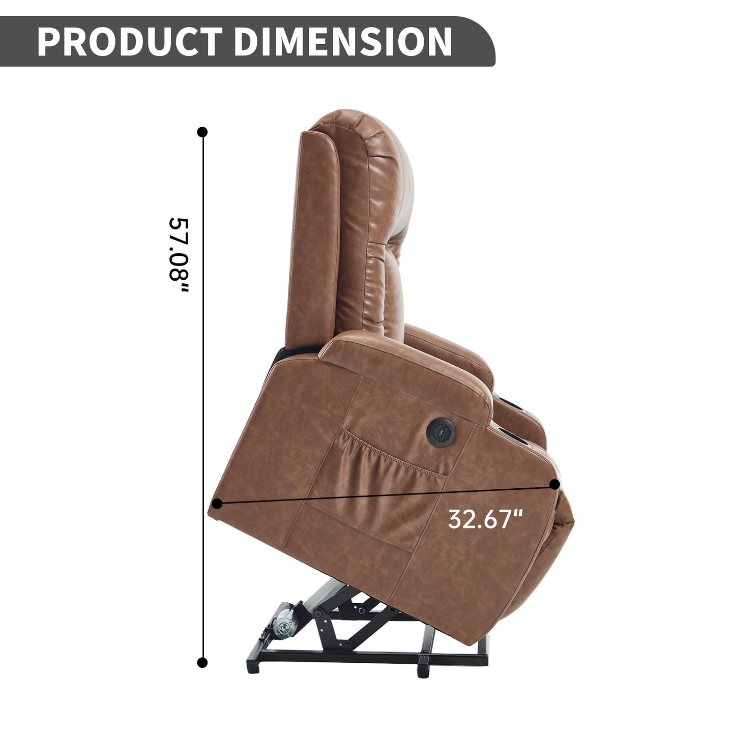 350 LB Power Lift Recliner w/ Massage, Heat, USB, Cup Holders
