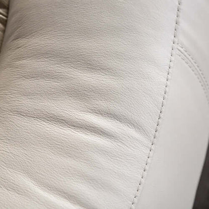 Off-White Manual Glider Recliner – Pillow Top Arms & Welt Trim