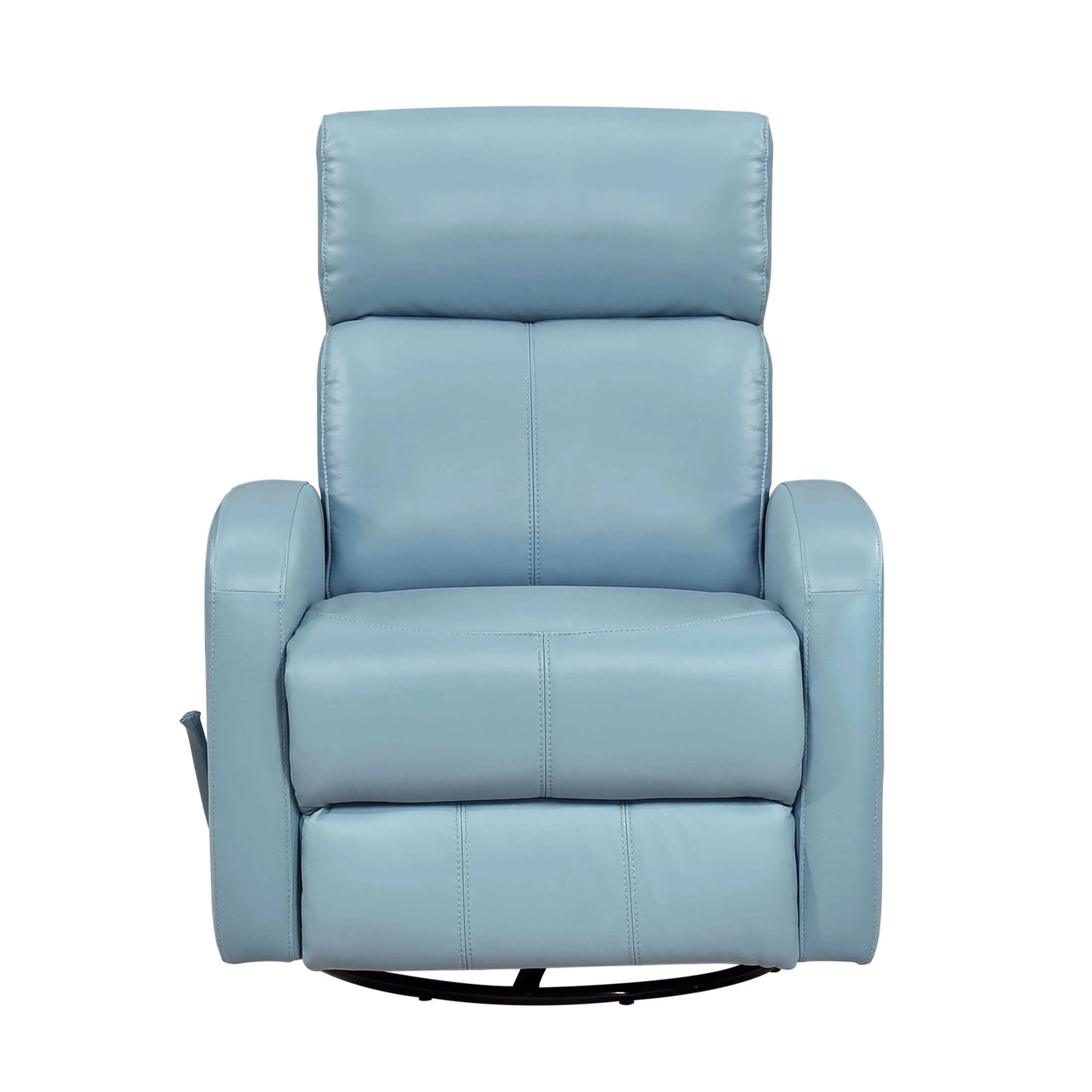 Front view of a blue recliner chair on a white background