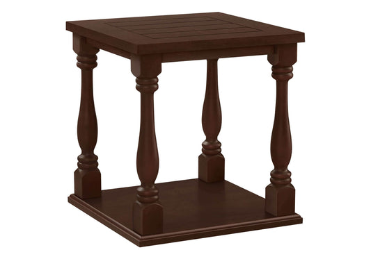Espresso 2-Tier Square Accent Table – Traditional End Table