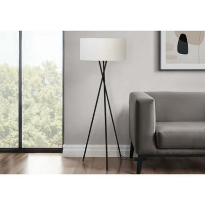 62" Black Floor Lamp with Ivory Shade – Sleek, Modern & Bright