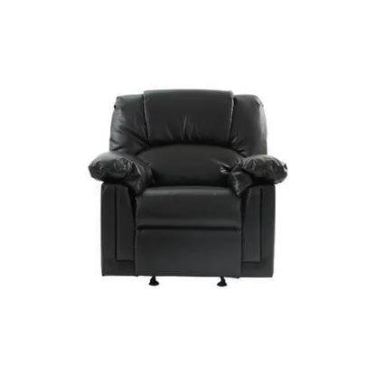 Black leather recliner chair on a white background