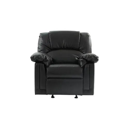 Black leather recliner chair on a white background