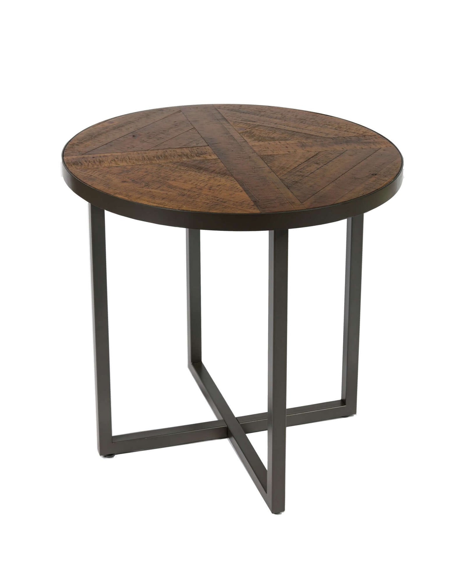 Antique Pine & Steel Gray End Table