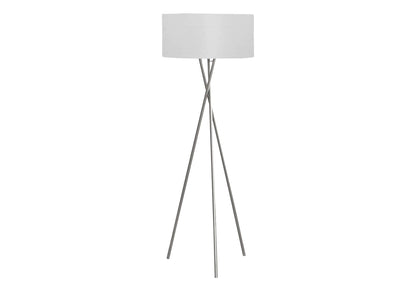 62" Nickel Floor Lamp with Grey Shade – Sleek, Modern & Bright