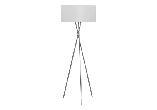 62" Nickel Floor Lamp with Grey Shade – Sleek, Modern & Bright