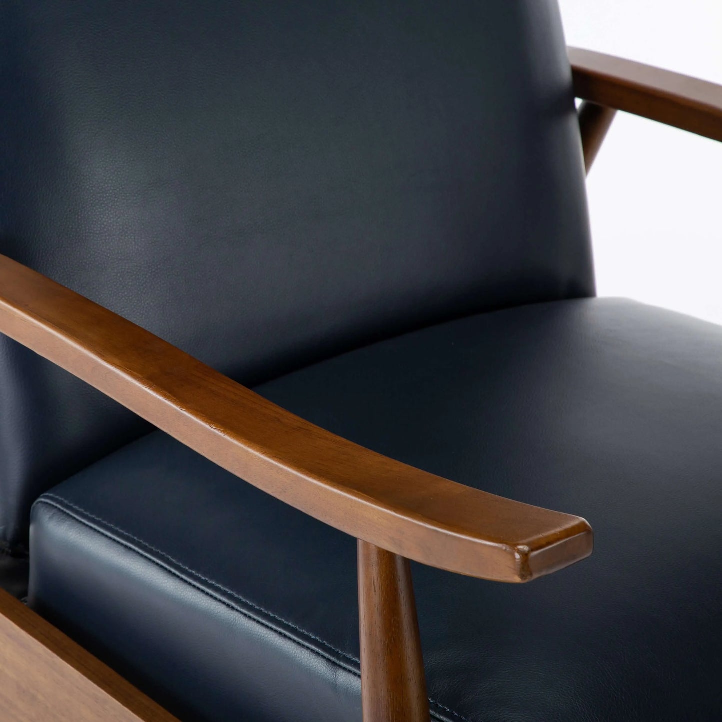 Solaris Wood Arm Push Back Recliner - Midnight Blue