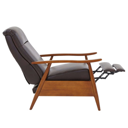 Solaris Wood Arm Push Back Recliner - Burnished Brown