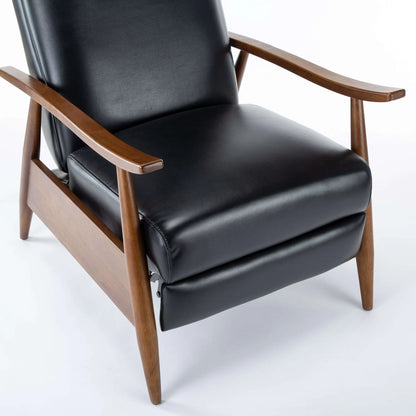 Solaris Wood Arm Push Back Recliner - Black