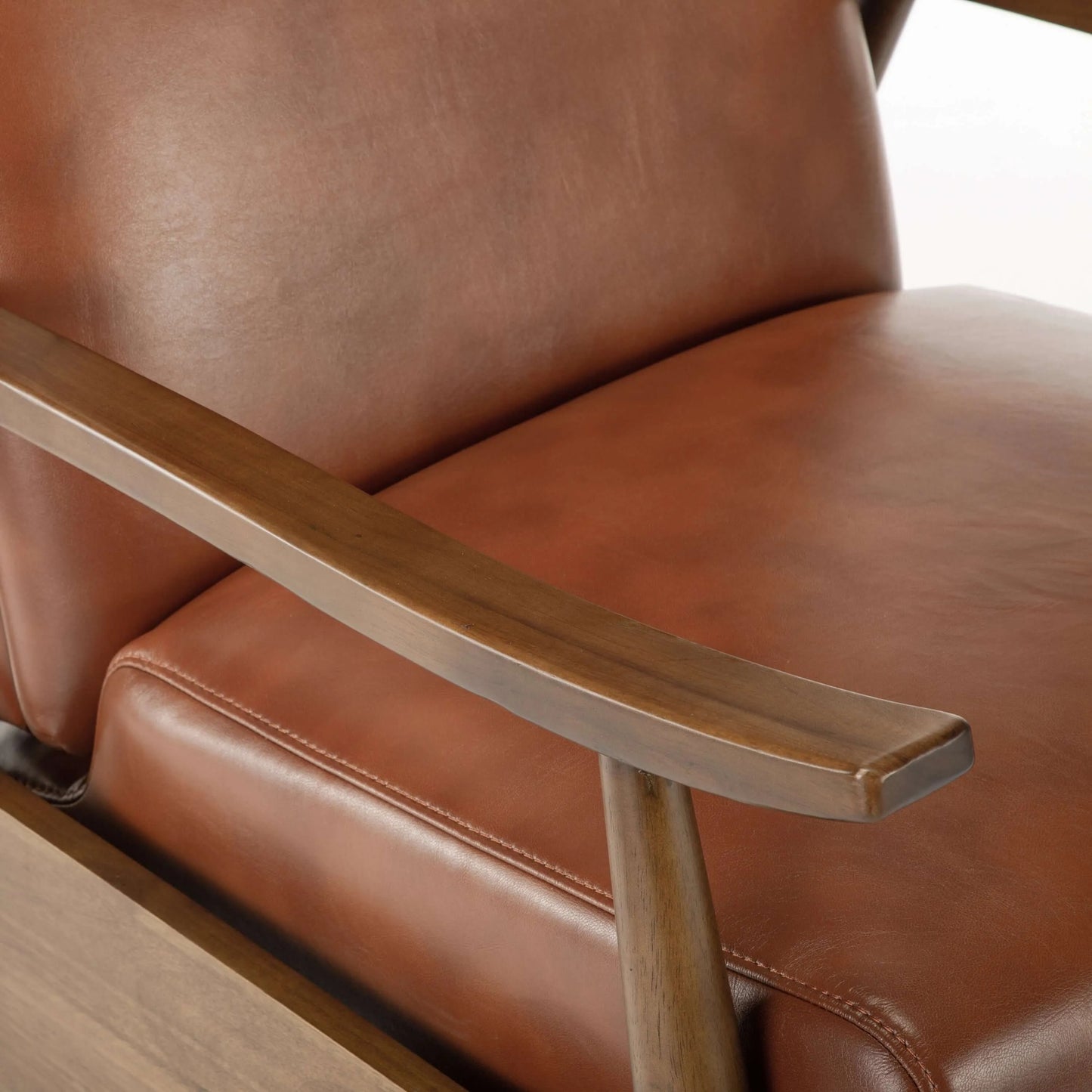 Solaris Wood Arm Push Back Recliner-Brown