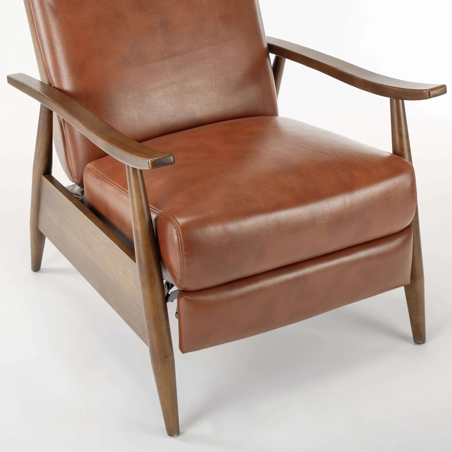 Solaris Wood Arm Push Back Recliner-Brown