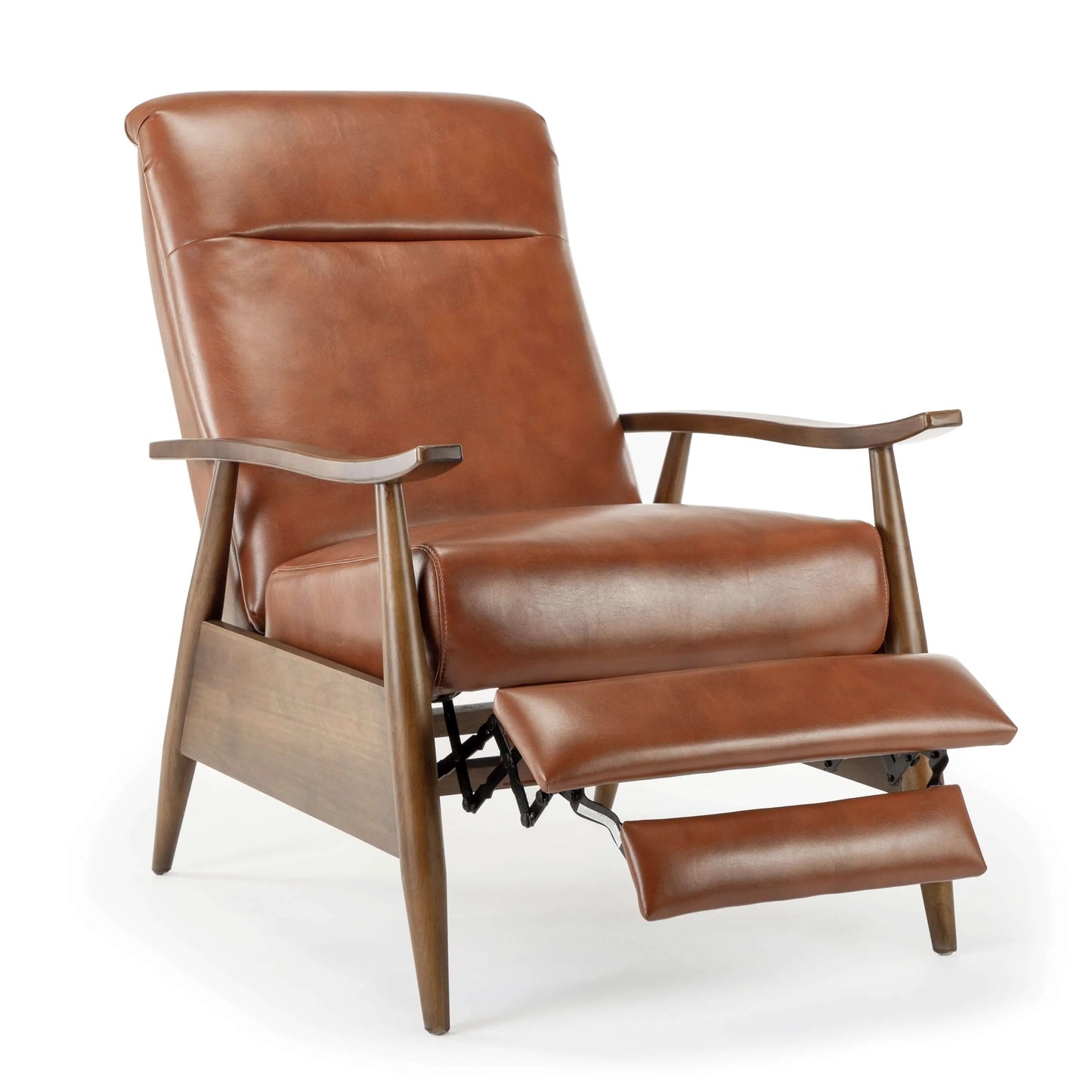 Solaris Wood Arm Push Back Recliner-Brown