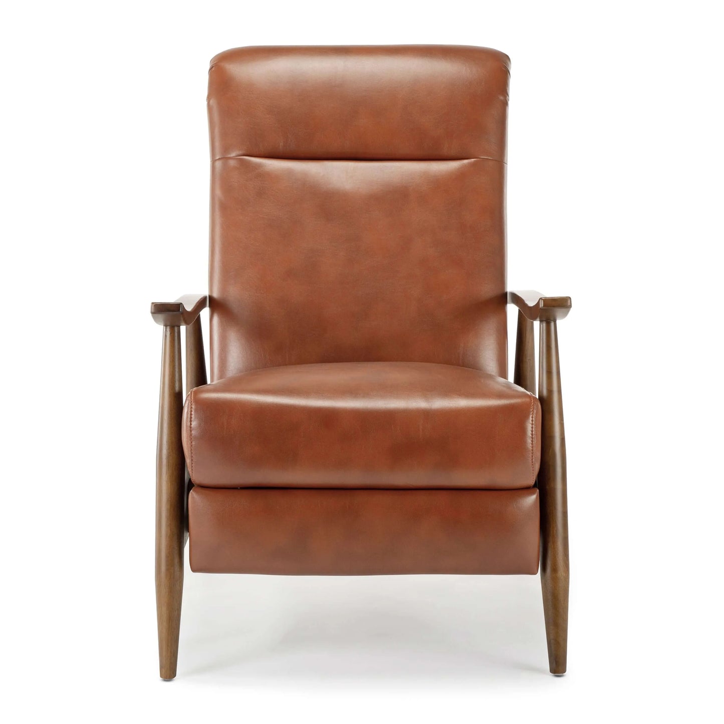 Solaris Wood Arm Push Back Recliner-Brown