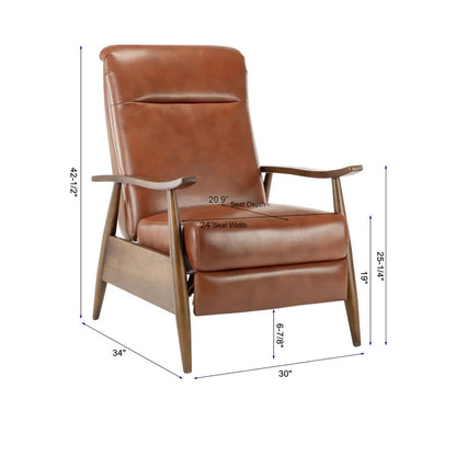 Solaris Wood Arm Push Back Recliner-Brown