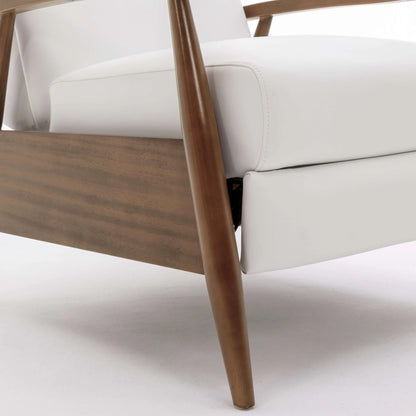 Solaris Wood Arm Push Back Recliner - Milky