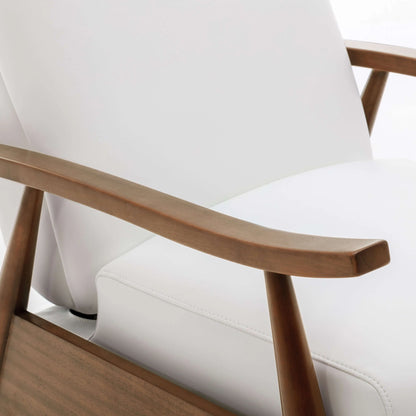 Solaris Wood Arm Push Back Recliner - Milky