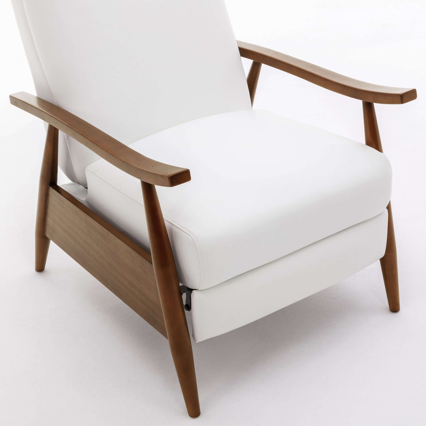 Solaris Wood Arm Push Back Recliner - Milky