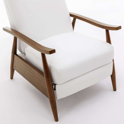 Solaris Wood Arm Push Back Recliner - Milky