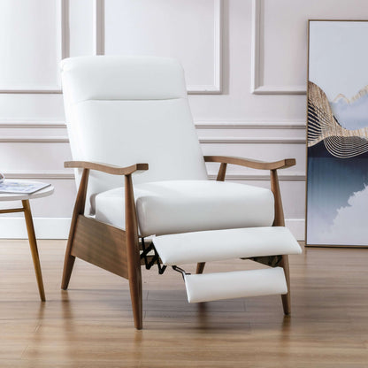 Solaris Wood Arm Push Back Recliner - Milky