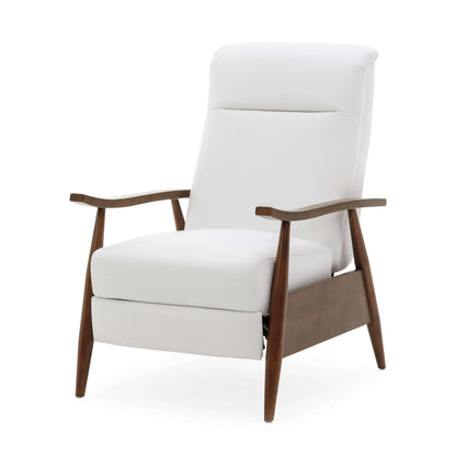 Solaris Wood Arm Push Back Recliner - Milky