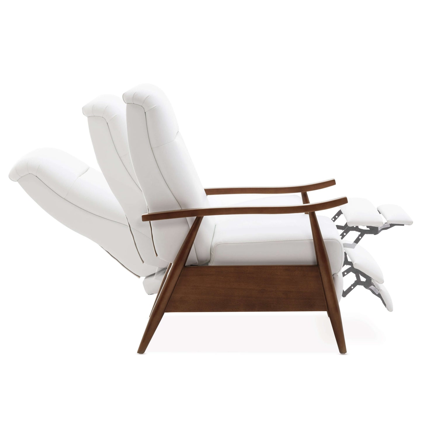 Solaris Wood Arm Push Back Recliner - Milky