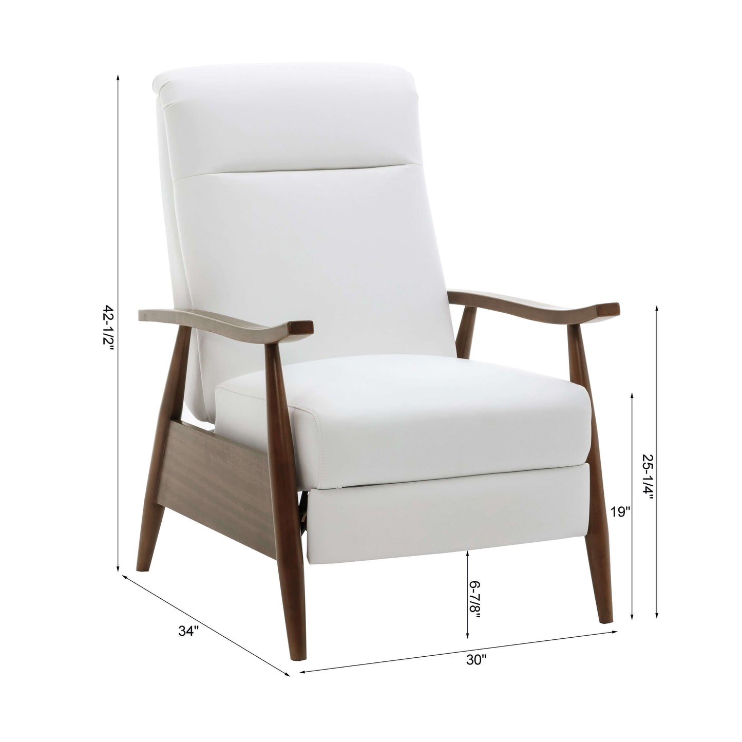 Solaris Wood Arm Push Back Recliner - Milky