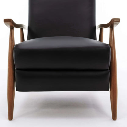 Fairview Leather Wood Arm Push Back Recliner - Black