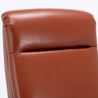 Fairview Leather Wood Arm Push Back Recliner - Caramel