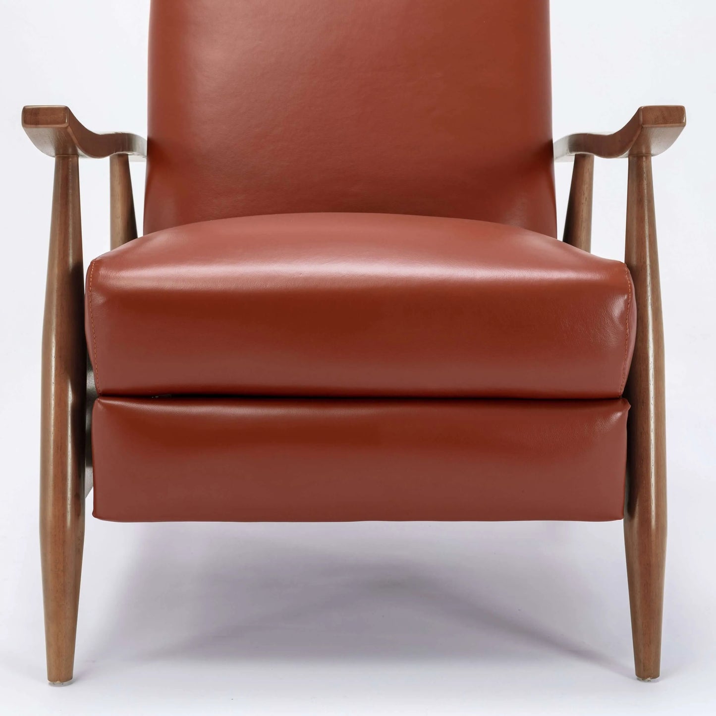 Fairview Leather Wood Arm Push Back Recliner - Caramel