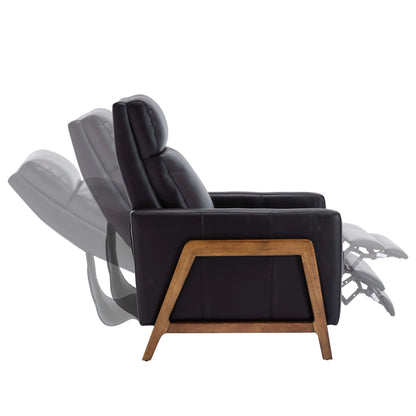 Reed Leather Push Back Recliner - Black