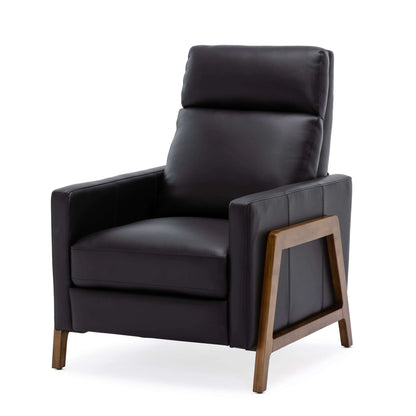 Reed Leather Push Back Recliner - Black