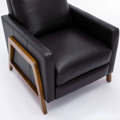 Reed Leather Push Back Recliner - Black