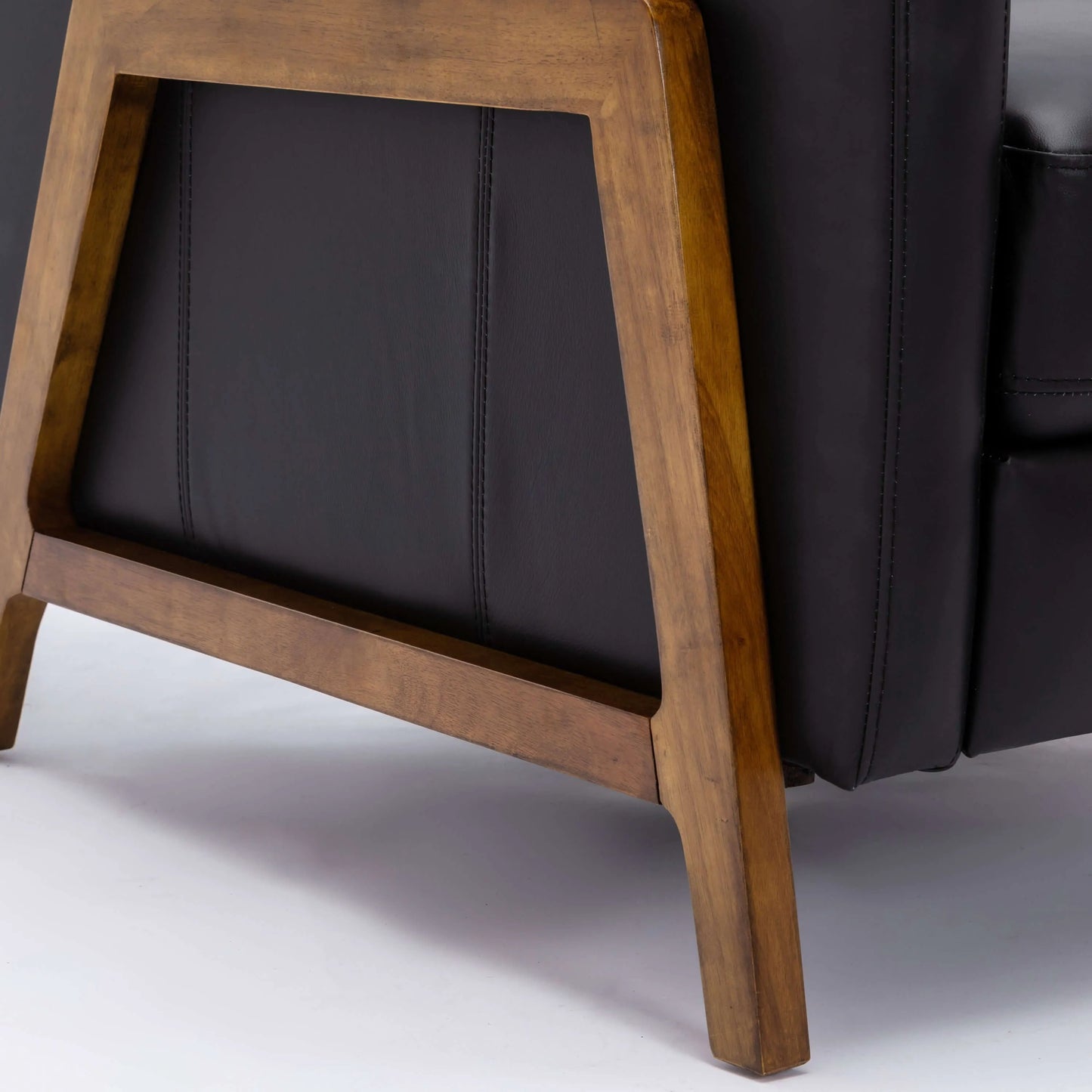 Reed Leather Push Back Recliner - Black