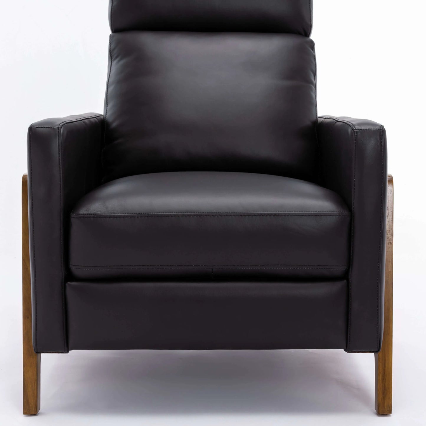 Reed Leather Push Back Recliner - Black