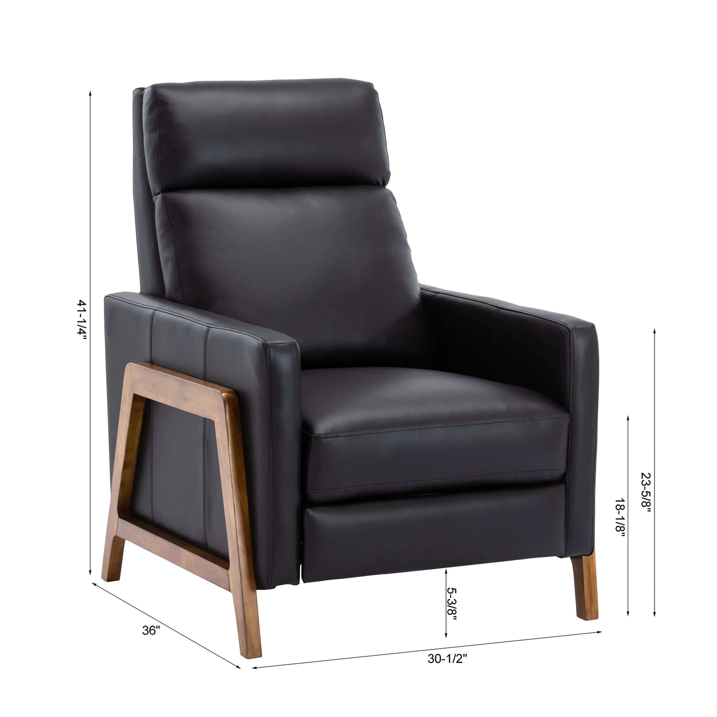 Reed Leather Push Back Recliner - Black