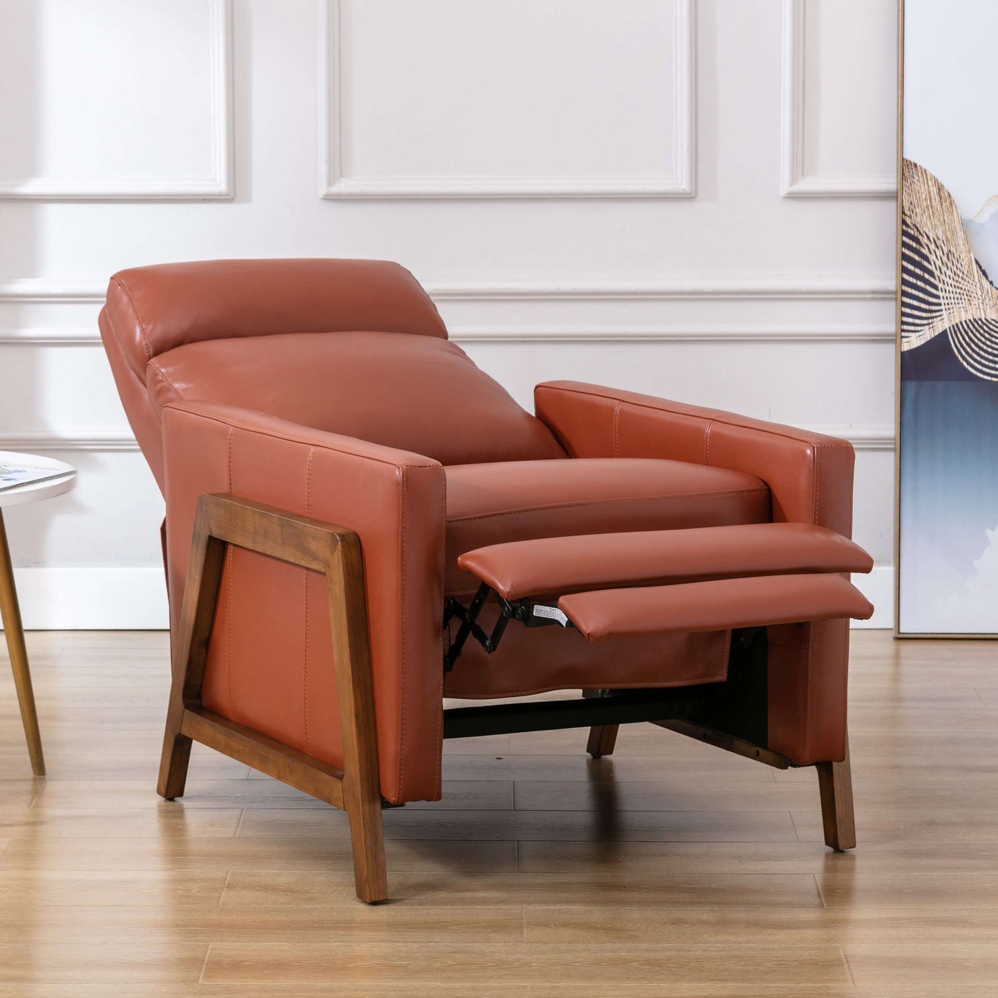 Reed Leather Push Back Recliner - Caramel