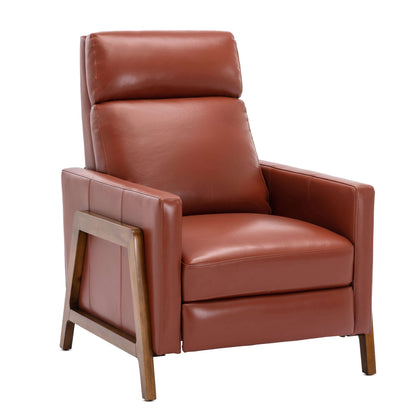 Reed Leather Push Back Recliner - Caramel